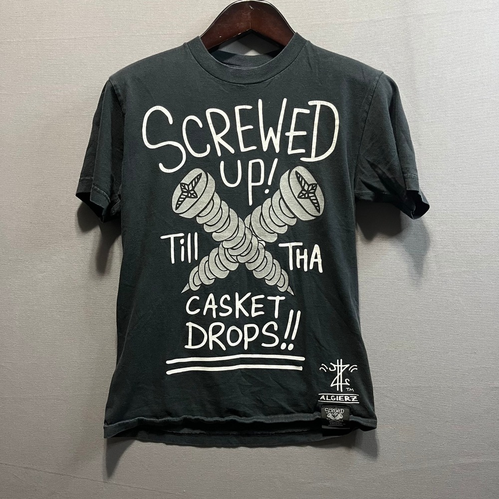 Algierz Z-Ro Screwed Up Till Tha Casket Drops Graphic T-Shirt Mens M Black
